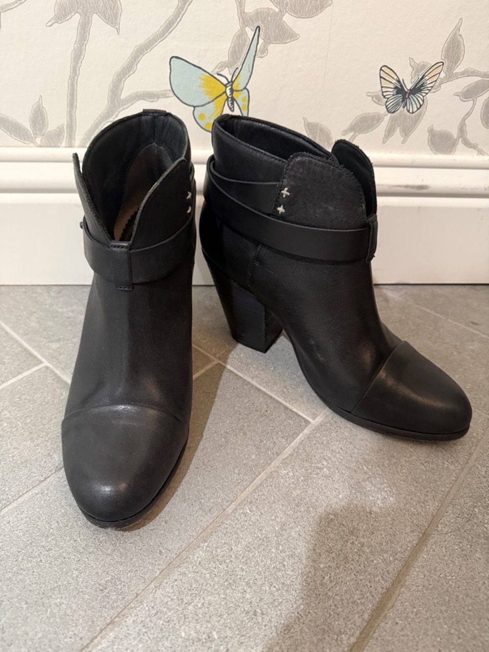Rag & Bone Black Women's Leather Ankle Boots - Classic Block Heel size 39